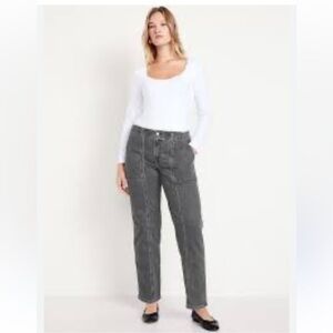 ASOS In Style Highrise Grey Cotton Jeans Front Seam Detail  Size 14
